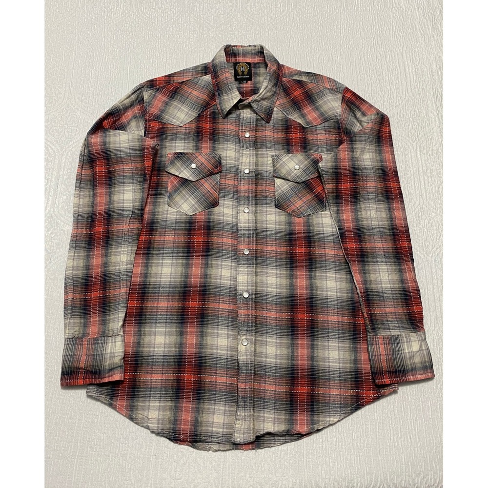 Gran Herradura Western Shirt‎ Pearl Snap Men's Size L Plaid Long Sleeve
